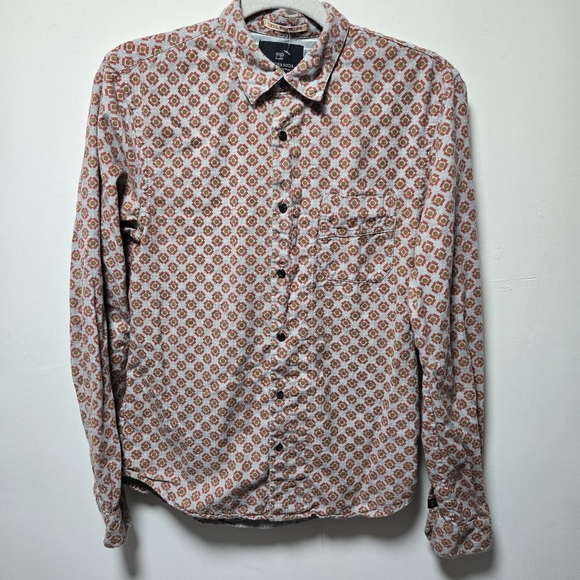 Scotch & Soda Amsterdam Geometric Gray Print Button-up Size Small Long Sleeve - Picture 1 of 11